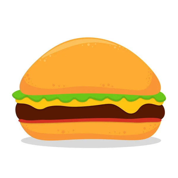 Burger Icon Vector Illustration Flat Icon Juicy Delicious Hamburger Cheeseburger — Διανυσματικό Αρχείο