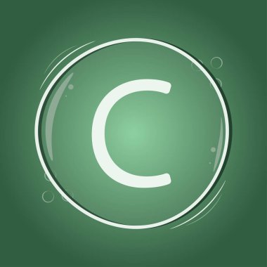 Yeşil arkaplan düz vektör akıllı illüstrasyon üzerinde C harfi daire logo tasarımı