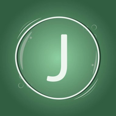 Yeşil arkaplan düz vektör akıllı illüstrasyon üzerinde J harfli daire logosu tasarımı