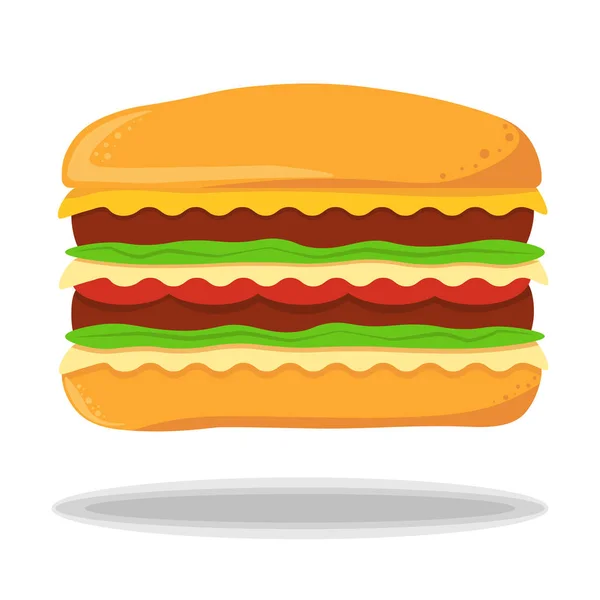 Burger Icon Flat Vector Illustration Icon Juicy Delicious Hamburger Cheeseburger — Stockový vektor