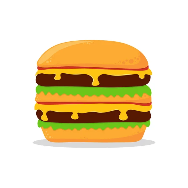 Burger Icon Vector Illustration Flat Icon Juicy Delicious Hamburger Cheeseburger — Διανυσματικό Αρχείο