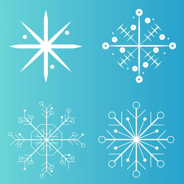 Colección Iconos Copo Nieve Blanco Estilo Línea Aislado Sobre Fondo — Vector de stock