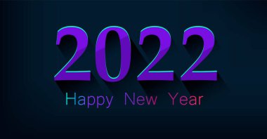 2022 numaralı renkli tebrik kartı ve tebrik sözcükleriyle mutlu yıllar. Vektör illüstrasyonu