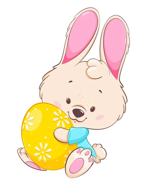 Feliz Pascua Conejito Pascua Divertido Personaje Dibujos Animados Conejo Sosteniendo — Vector de stock