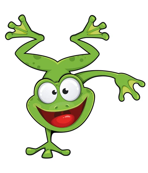 Frog Cartoon Character Funny Frog Having Fun Stock Vector Illustration — Stock Vector