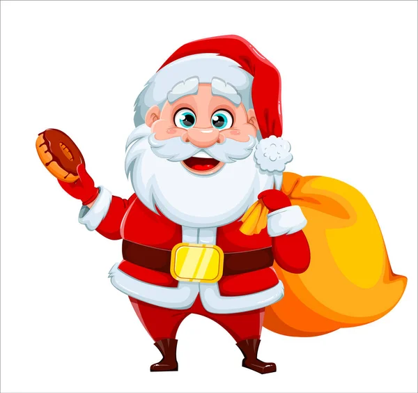 Feliz Natal Feliz Ano Novo Alegre Personagem Cartoon Papai Noel — Vetor de Stock