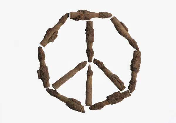 Nincs Háborús Fogalmi Kép Béke Szimbóluma Régi Töltényben Régi Puskalövedéket — Stock Fotó