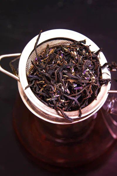 Dry Leaves Black Tea Lavender Large Leaf Tea — Stock Photo, Image