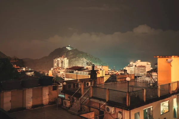 Una Noche Toma Larga Exposición Una Zona Residencial Favela Babilonia —  Fotos de Stock