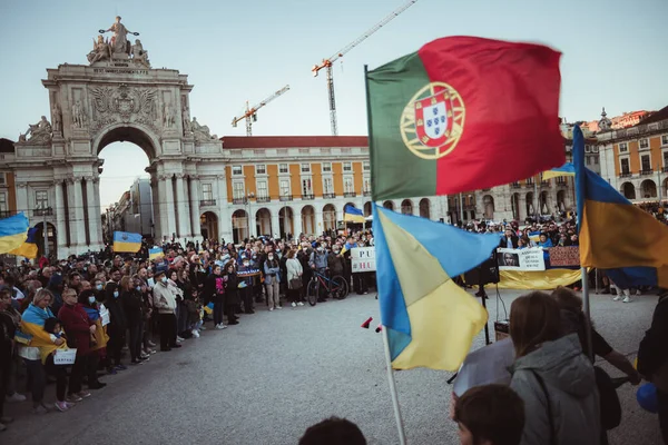 Лісабон Португалія Березня 2022 Акція Протесту Підтримку України Проти Російського — стокове фото