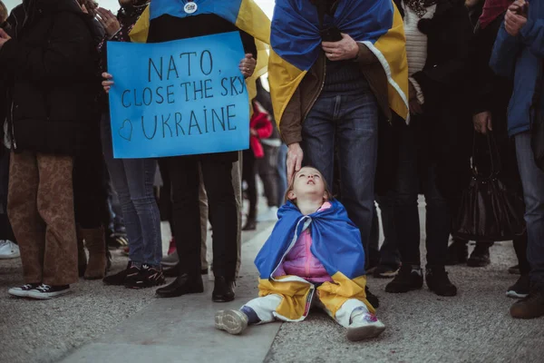 Lissabon Portugal Mars 2022 Protestaktion Till Stöd För Ukraina Mot — Stockfoto