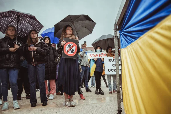 Лиссабон Португалия Марта 2022 Года Протест Поддержку Украины Против Российского — стоковое фото