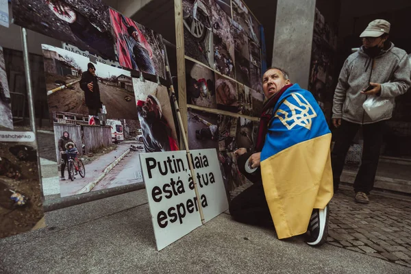Лісабон Португалія Квітня 2022 Акція Протесту Після Військових Злочинів Бучі — стокове фото