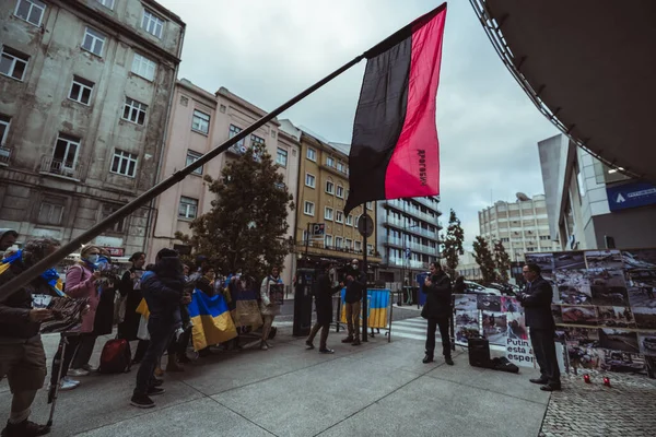 Лісабон Португалія Квітня 2022 Демонстрація Протесту Після Військових Злочинів Бучі — стокове фото