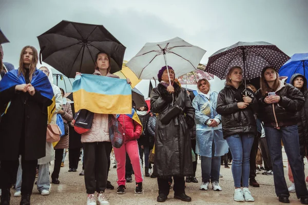 Лиссабон Португалия Марта 2022 Года Акция Протеста Поддержку Украины Против — стоковое фото