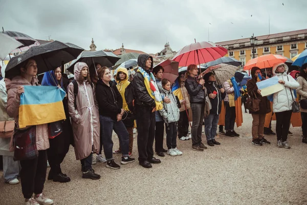 Лісабон Португалія Березня 2022 Демонстрація Протесту Підтримку України Проти Російського — стокове фото