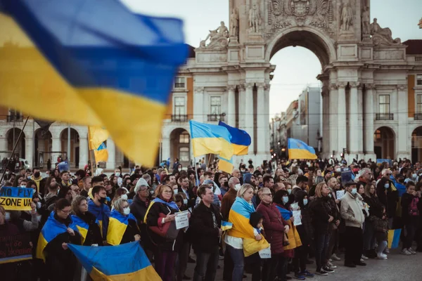 Lissabon Portugal März 2022 Demonstration Zur Unterstützung Der Ukraine Gegen — Stockfoto
