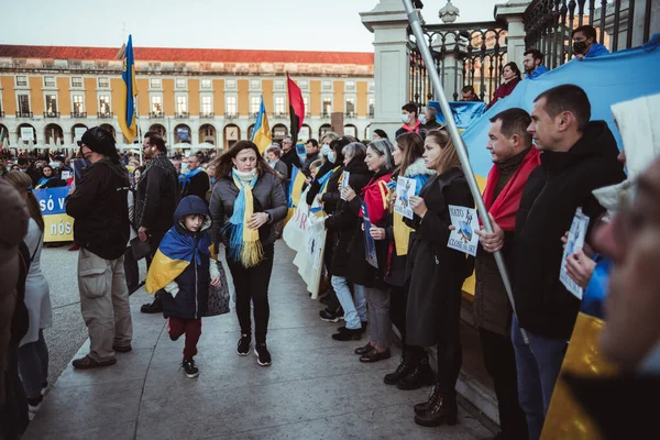 Лиссабон Португалия Марта 2022 Года Манифестация Поддержку Украины Против Российского — стоковое фото