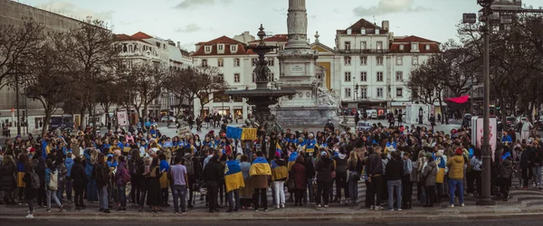 Лісабон Португалія Квітня 2022 Мітинг Протесту Присвячений Збереженню Маріуполя Який — стокове фото