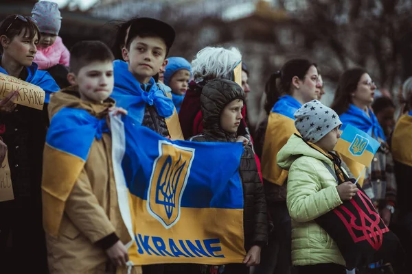 Лиссабон Португалия Апреля 2022 Года Акция Протеста Посвященная Спасению Украинского — стоковое фото