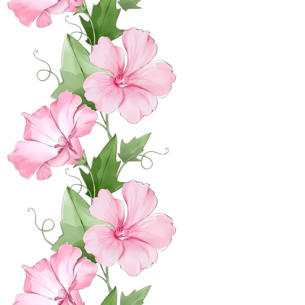 Рослинна облямівка з квітів, що зв'язуються. Ізольовані на білому — стокове фото