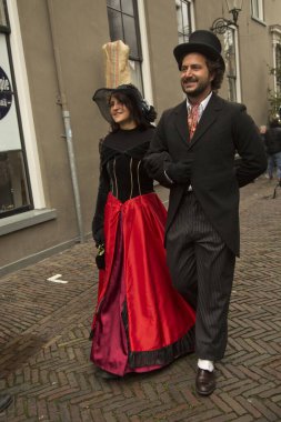 DEVENTER, NEtherlands, 15 ARALIK 2019. Dickens festivali Deventer, Hollanda 'da.