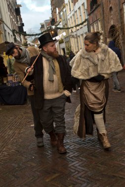 DEVENTER, NEtherlands, 15 ARALIK 2019. Dickens festivali Deventer, Hollanda 'da.