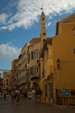 KERKYRA, CORFU Adası, GREECE. 18 Ekim 2021 'de. St. Spyridon Kilisesi, Yunan Ortodoks Kilisesi, Korfu, Kerkyra, Yunanistan.