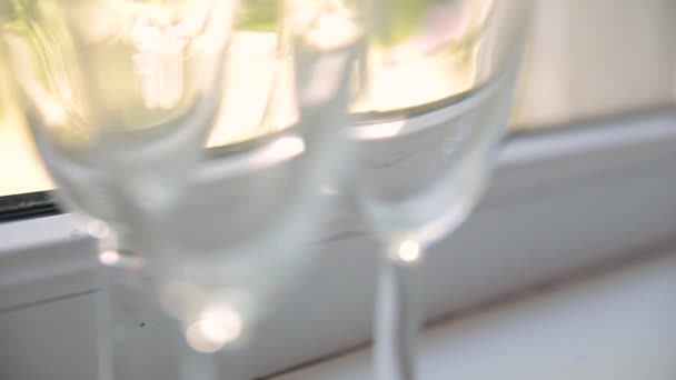 Champanhe é derramado em um copo — Vídeo de Stock