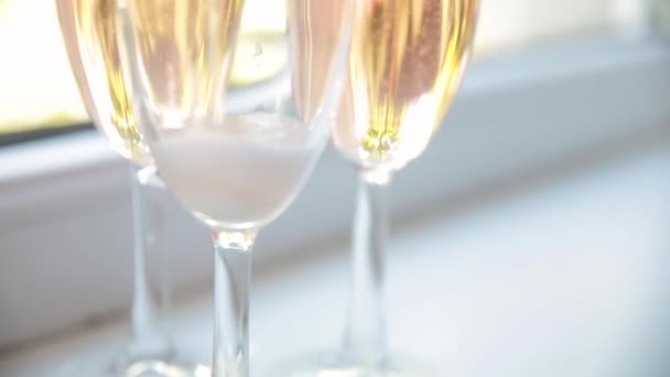 Şampanya bardağa dökülür. — Stok video
