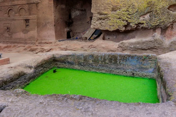 Lalibela Etiopía Agosto 2020 Vista Exterior Las Antiguas Iglesias Africanas — Foto de Stock