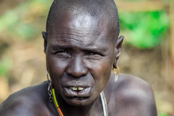 Vale Rio Omo Etiópia Novembro 2020 Retrato Velha Mulher Africana — Fotografia de Stock