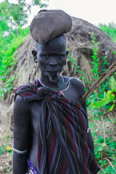 Vale Rio Omo Etiópia Novembro 2020 Retrato Velha Mulher Africana — Fotografia de Stock