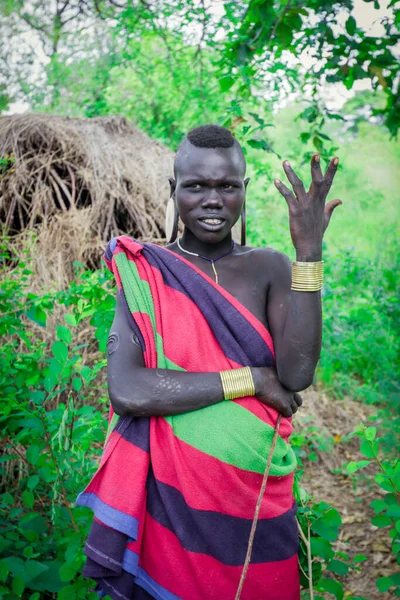 Omo River Valley Etiopia Listopada 2020 Portret Ciężarnej Afrykanki Jasnych — Zdjęcie stockowe