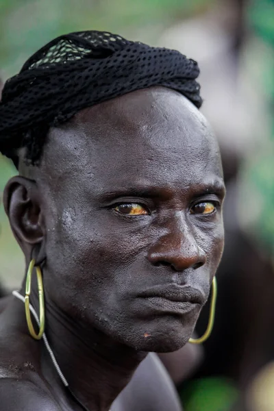 Vale Rio Omo Etiópia Novembro 2020 Close Retrato Homem Africano — Fotografia de Stock