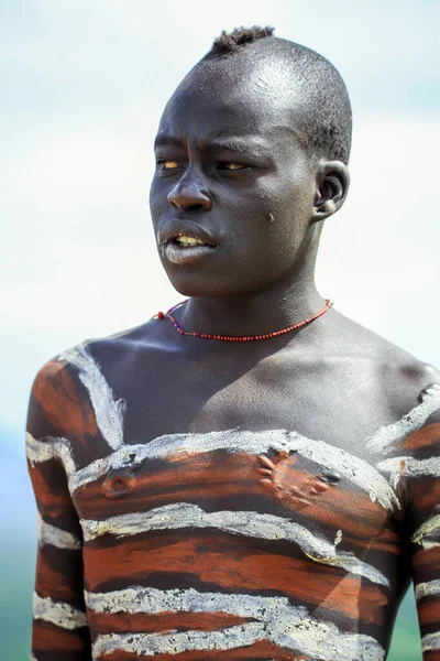 Vale Rio Omo Etiópia Novembro 2020 Retrato Jovem Africano Com — Fotografia de Stock