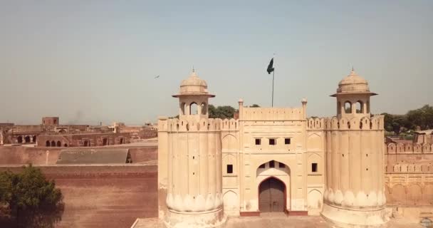 Luchtfoto Uitzicht Belangrijkste Alamigiri Poort Van Lahore Fort Pakistan — Stockvideo