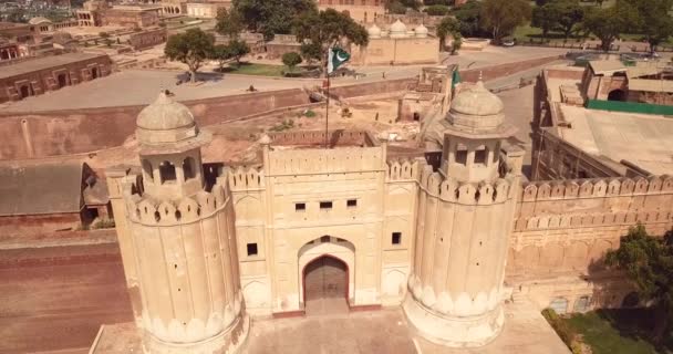 Luchtfoto Uitzicht Belangrijkste Alamigiri Poort Van Lahore Fort Pakistan — Stockvideo