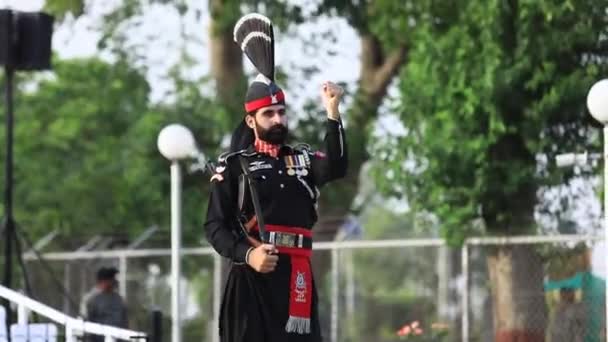 Λαχόρη Πακιστάν Ιουνίου 2021 Footage Wagah Attari Border Ceremony Pakistan — Αρχείο Βίντεο