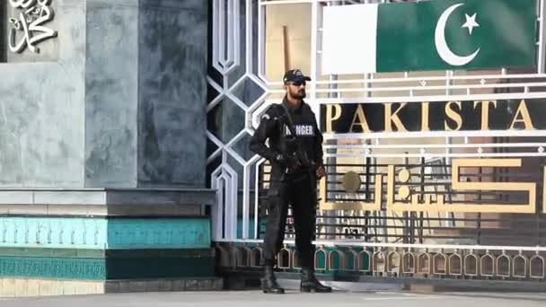 Lahore Pakistan June 2021 Footage Wagah Attari Border Soldier March — 图库视频影像