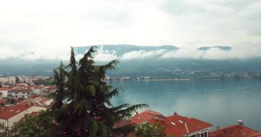 4K Aerial Footage of the Ohrid Lake and Cityscape of Ohrid, Cultural and Natural World Heritage Sites by UNESCO, Macedonia