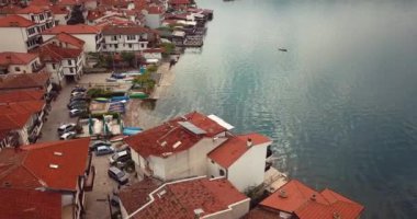 4K Aerial Footage of the Ohrid Lake and Cityscape of Ohrid, Cultural and Natural World Heritage Sites by UNESCO, Macedonia