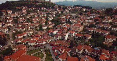 4K Aerial Footage of the Ohrid Lake and Cityscape of Ohrid, Cultural and Natural World Heritage Sites by UNESCO, Macedonia
