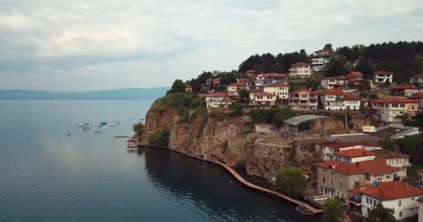 Aerial Footage Ohrid Lake Cityscape Ohrid Cultural Natural World Heritage — Vídeo de Stock