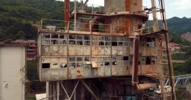 4K Aerial Footage View to the Abandoned Factory in Kosovo Republic