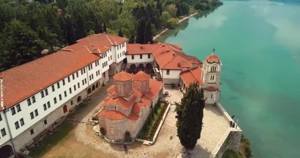 Aerial Footage View Monastery Saint Naum Eastern Orthodox Monastery North — Stock video