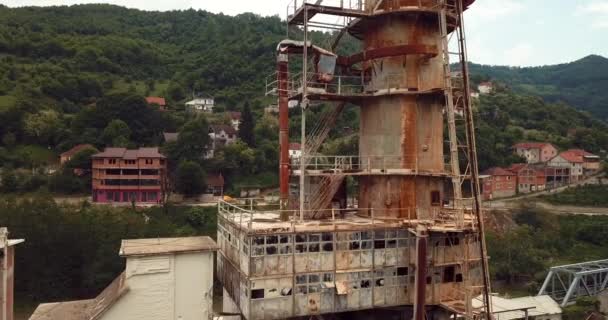 Aerial Footage View Abandoned Factory Kosovo Republic — Stockvideo