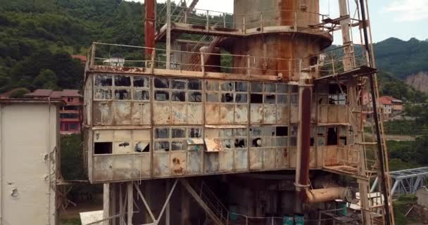 Aerial Footage View Abandoned Factory Kosovo Republic — стокове відео