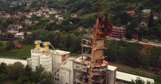 Aerial Footage View Abandoned Factory Kosovo Republic — Stockvideo