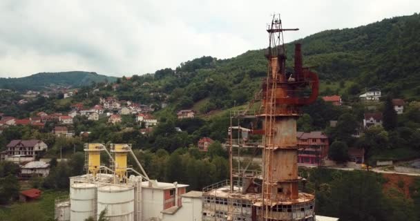 Aerial Footage View Abandoned Factory Kosovo Republic — стоковое видео